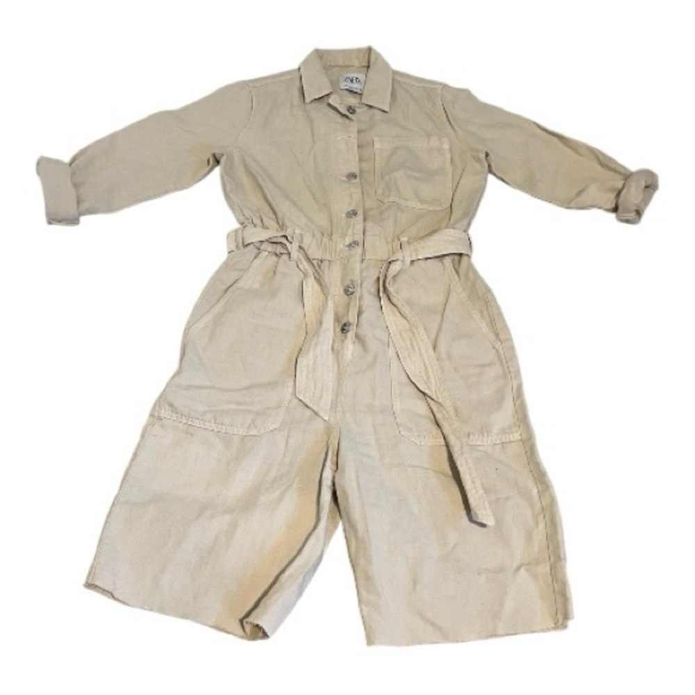 Zara Beige Belted Jumpsuit - Picture 3 of 4